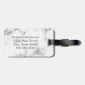 White Marble Gray Monogrammed Initiaal Bagagelabel (Achterkant horizontaal)