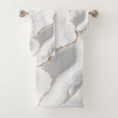 White marble Grey Agate Gold Glitter Bad Handdoek (Insitu)