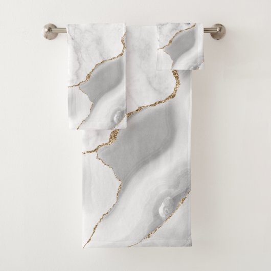 White marble Grey Agate Gold Glitter Bad Handdoek (Insitu)