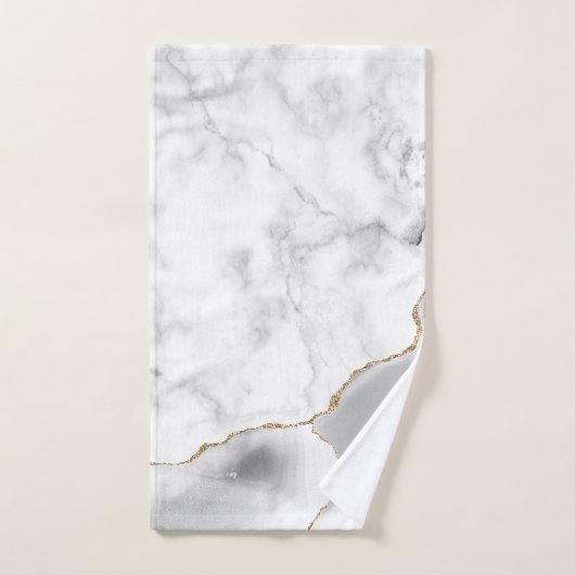 White marble Grey Agate Gold Glitter Bad Handdoek (Handdoek)