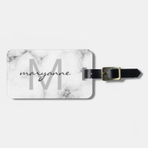 White Marble Grey Black Script Monogrammed Initiaa