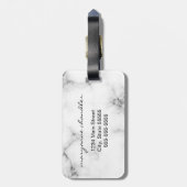 White Marble Grey Black Script Monogrammed Initiaa Bagagelabel (Achterkant verticaal)