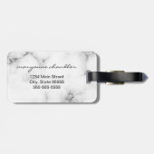 White Marble Grey Black Script Monogrammed Initiaa Bagagelabel (Achterkant horizontaal)