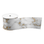 White marble Grey & Gold Veining Satijnen Lint (Spoel)
