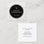 White Marble Hair Stylist Scissors Vierkante Visitekaartje (Voorkant / Achterkant)