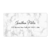White Marble Hand Script Elegant Moderne Shipping Etiket (Voorkant)