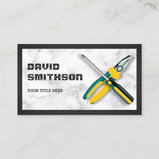 White Marble Handyman Repair Tools Electricia Visitekaartje (Voorkant)