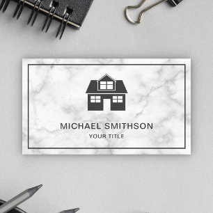 White marble Home Icon Real Estate Agent Visitekaartje