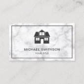 White marble Home Icon Real Estate Agent Visitekaartje (Voorkant)