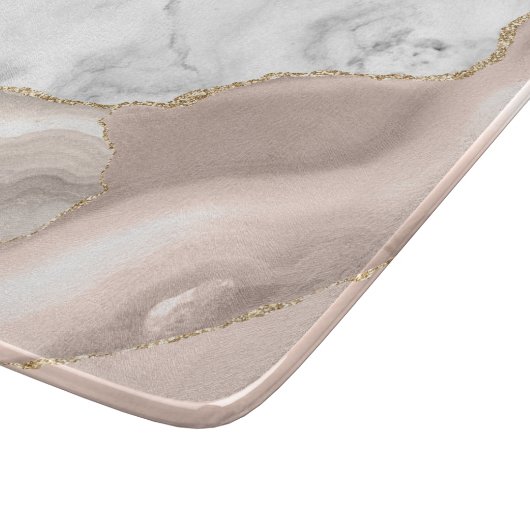 White marble Ivory Agate Gold Glitter Snijplank (Hoek)