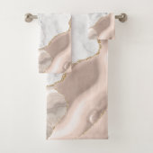 White marble ivory beige Agate Gold Glitter Bad Handdoek (Insitu)