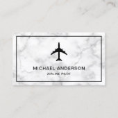 White Marble Jet Vliegtuig Vliegtuigpiloot Visitekaartje (Voorkant)