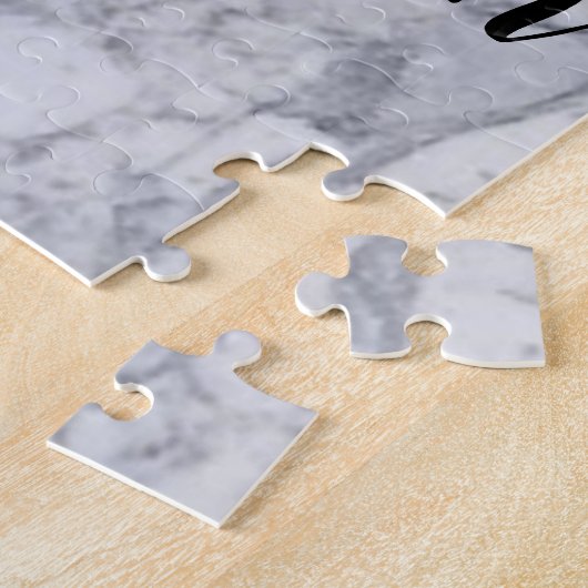 White Marble Jigzaag Puzzle Legpuzzel (Zijkant)