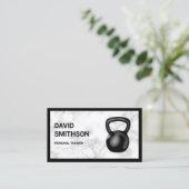 White Marble Kettlebell Fitness Personal Trainer Visitekaartje (Staand voorkant)