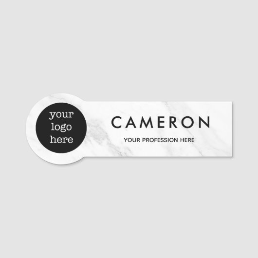 White Marble Medewerker Naam Logo Badge (Voorkant)