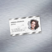 White marble Metallic Real Estate Photo Realtor Magnetisch Visitekaartje (Voorbeeld)