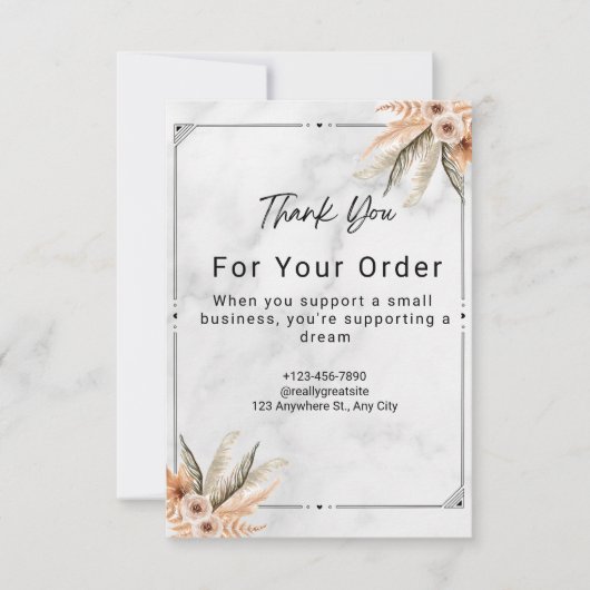 White Marble Minimalist Photo Wedding Bedankkaart (Voorkant)