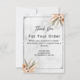 White Marble Minimalist Photo Wedding Bedankkaart