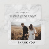 White Marble Minimalist Photo Wedding Bedankkaart (Voorkant / Achterkant)
