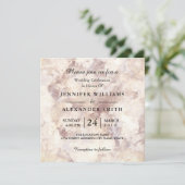 White Marble Minimalist Photo Wedding Invitation Kaart (Staand voorkant)