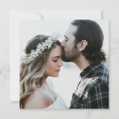 White Marble Minimalist Photo Wedding Invitation Kaart (Achterkant)