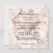 White Marble Minimalist Photo Wedding Invitation Kaart (Voorkant)