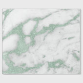 White marble Mint Green Glitter Silver Grey Cadeaupapier (Vlak)