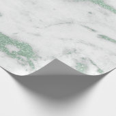 White marble Mint Green Glitter Silver Grey Cadeaupapier (Hoek)
