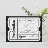 White Marble Modern Afstuderen Ticket Kaart (Staand voorkant)