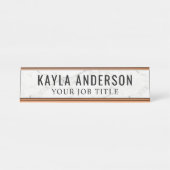 White Marble Modern Kantoor Employee Bureau Naambordje (Voorkant)