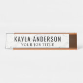 White Marble Modern Kantoor Employee Bureau Naambordje (Voorkant)