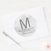 White Marble Modern Monogram Business Classic Rou Ronde Sticker (Envelop)