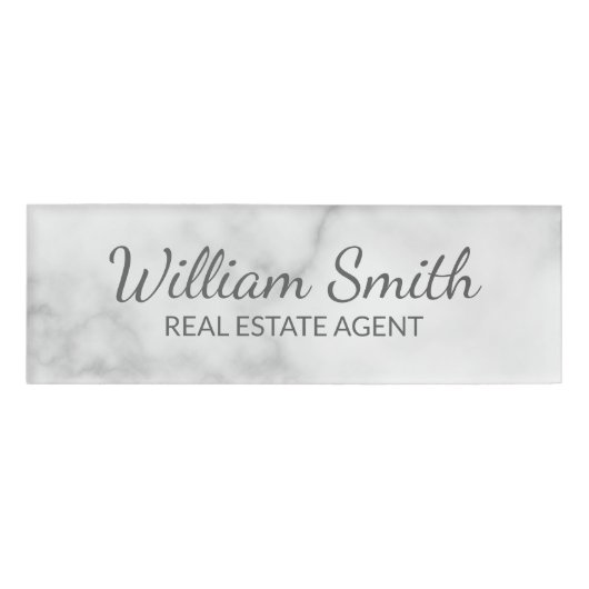 White Marble Modern Professional, persoonlijk Naambadge (Voorkant)