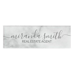 White Marble Modern Professional, persoonlijk Naambadge