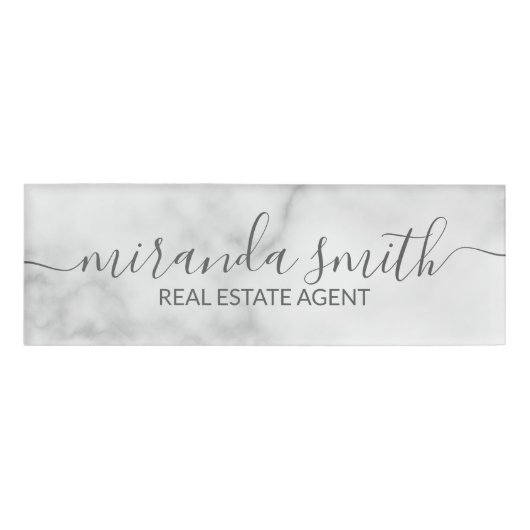White Marble Modern Professional, persoonlijk Naambadge (Voorkant)
