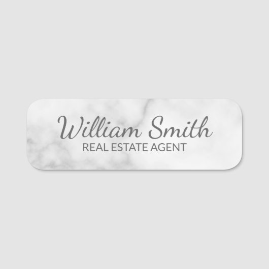 White Marble Modern Professional, persoonlijk Naamplaatje (Voorkant)