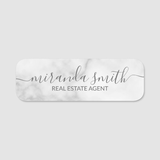 White Marble Modern Professional, persoonlijk Naamplaatje (Voorkant)
