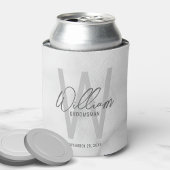 White Marble Modern Script Personalized Groomsmen Blikjeskoeler