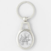 White Marble Modern Script Personalized Groomsmen Sleutelhanger (Voorkant)