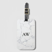 White Marble Monogram Bagagelabel (Voorkant (verticaal))