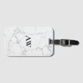 White Marble Monogram Bagagelabel (Voorkant (horizontaal))