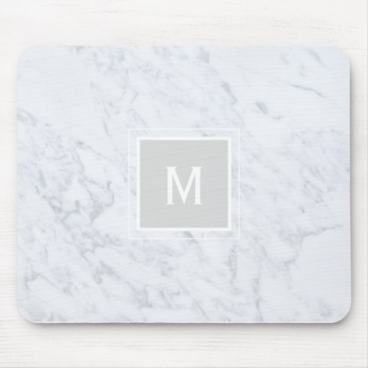 White Marble Monogram Muismat (Voorkant)