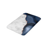 White marble Navy Blue Agate Roos Gold Glitter Badmat (Gekanteld)