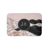 White marble Navy Blue Agate Silver Glitter Badmat (Voorkant)