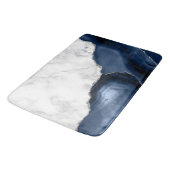 White marble Navy Blue Agate Silver Glitter Badmat (Gekanteld)