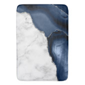 White marble Navy Blue Agate Silver Glitter Badmat (Voorkant Verticaal)