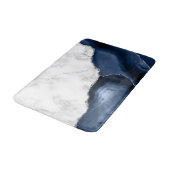 White marble Navy Blue Agate Silver Glitter Badmat (Gekanteld)