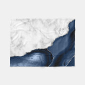 White marble Navy Blue Agate Silver Glitter Fleece Deken (Voorkant (Horizontaal))