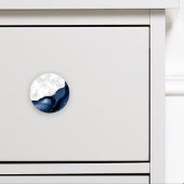 White marble Navy Blue Agate Silver Glitter Keramische Knop