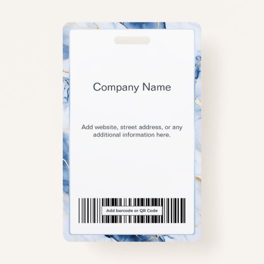 White Marble Navy Blue Gold Custom Name Badge (Achterkant)